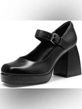 DREAM PAIRS Square Toe Mary Jane Platform Pumps